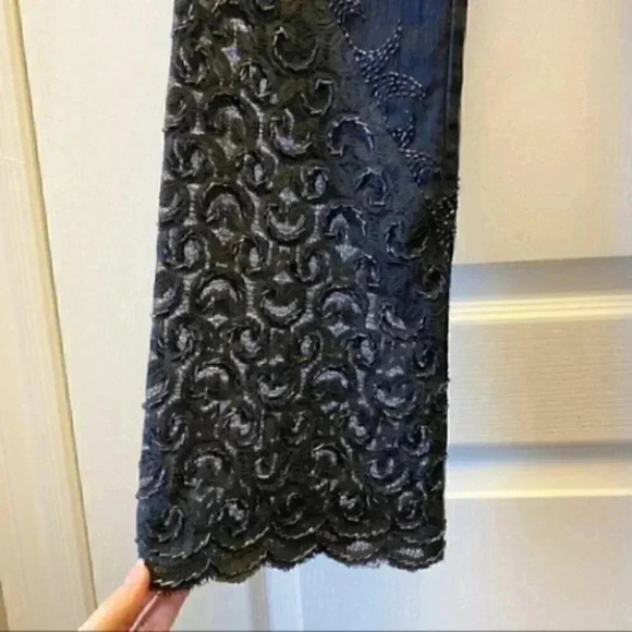 Raffinalla Straight Leg Jeans Beaded Lace Embroidered Dark Blue Denim Size 2/26 - Picture 9 of 17